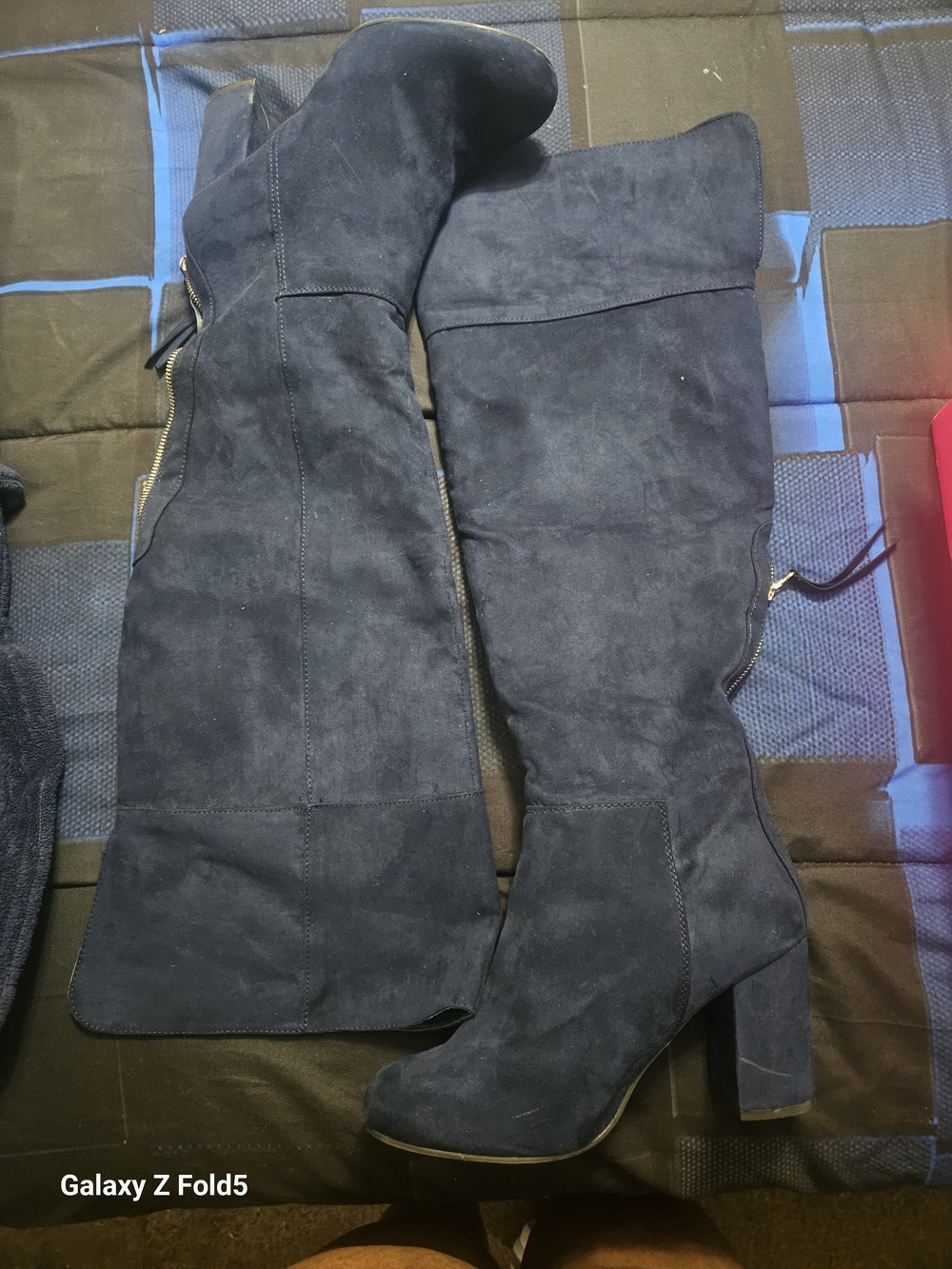 Women’s Over-the-Knee Suede Boots in Navy